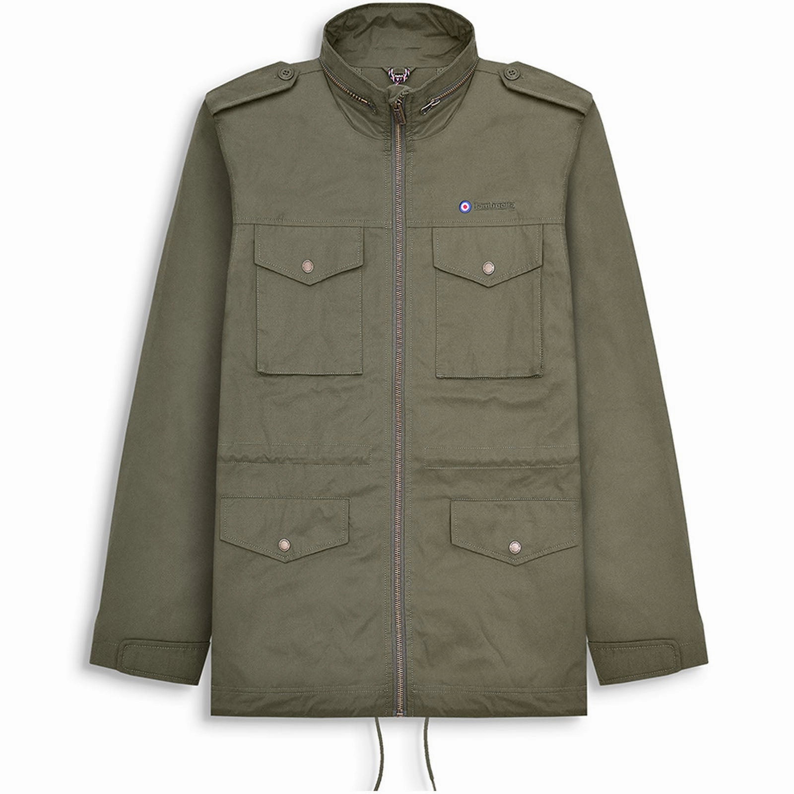 Lambretta Mens M-65 Military Jacket - Khaki Noise Free Zippers Transitional Daily Fit