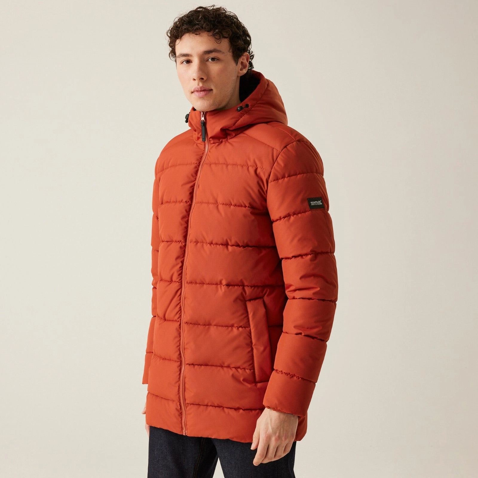 Regatta Mens Laviver Hooded Winter Padded Jacket Quilted Stitching Pattern