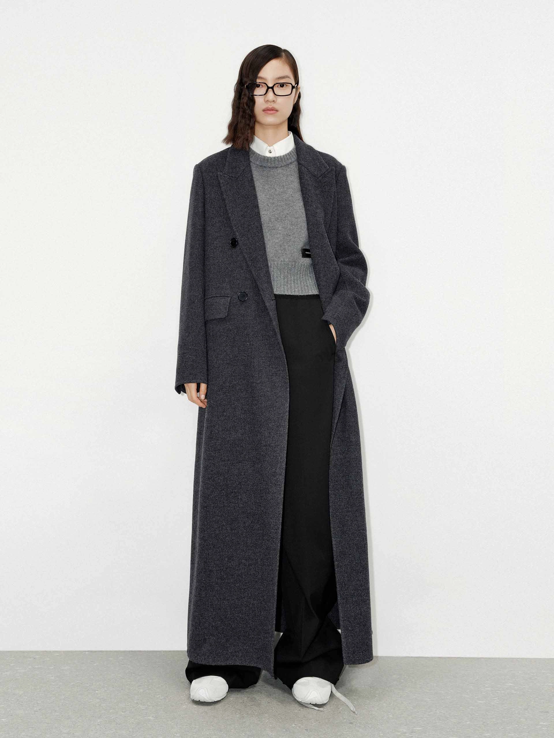 Merino Wool Long Overcoat Comfort Stretch Fabric