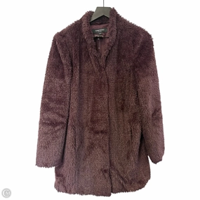 Coat Faux Fur & Sherpa By Kenneth Cole In Purple, Size: M Elastic Binding Hooded style