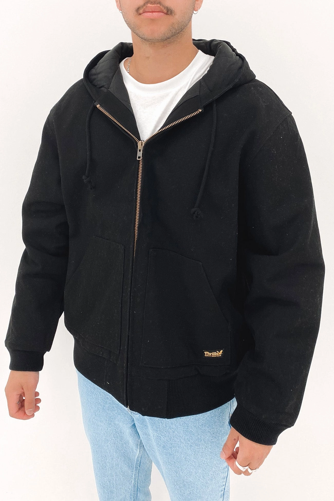 FullCoverageHood Single Breasted Thrills Union Hood Jacket Black