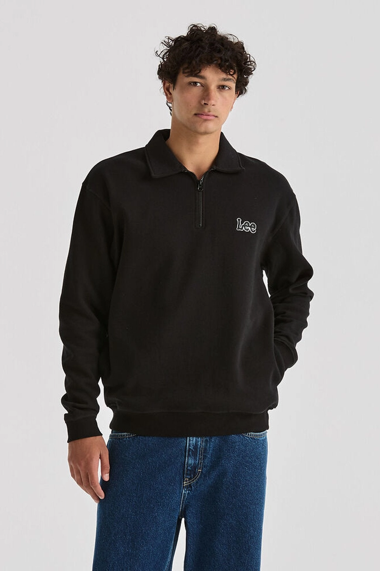 Non Slip Collar Collar Fleece Sweat Black
