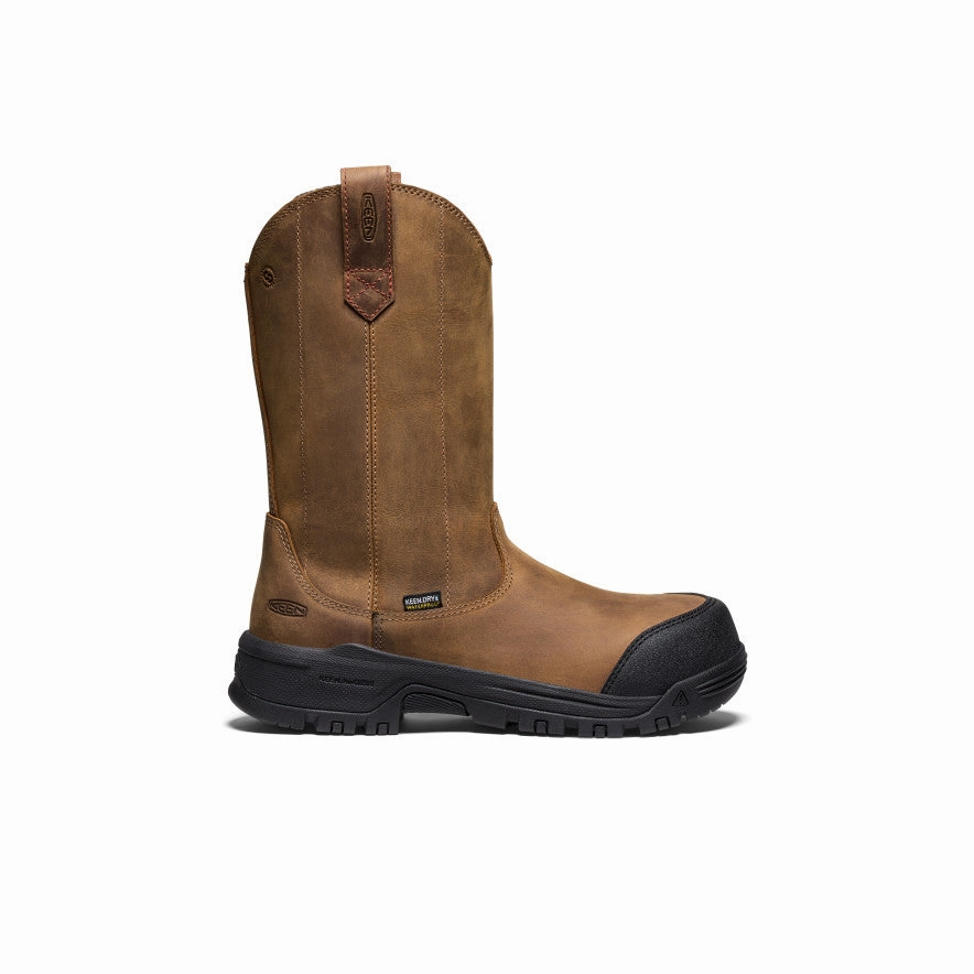 Eco Friendly Manufacturing hiking adventure Women's Evanston Pull-On Waterproof Boot (Carbon Toe)  |  Bison/Black