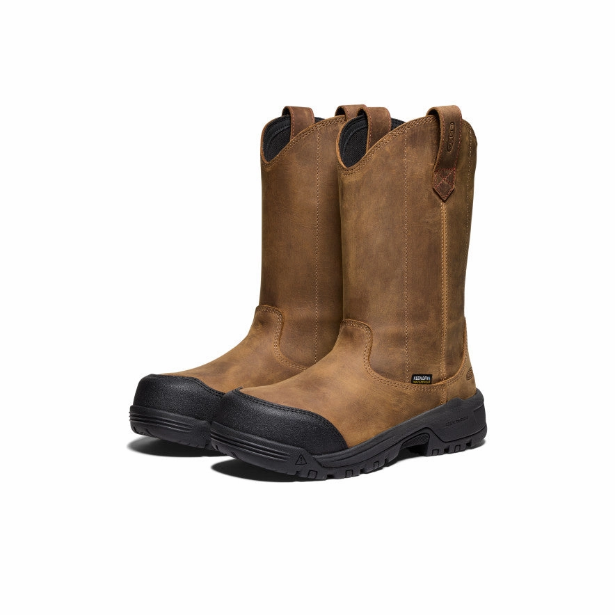 Women's Evanston Pull-On Waterproof Boot (Carbon Toe)  |  Bison/Black Breathable Windy Weather Seamless Comfort Morning Walk