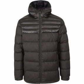 Down Stuffed Trespass Mens Tacker Hooded Padded Down Jacket - Black