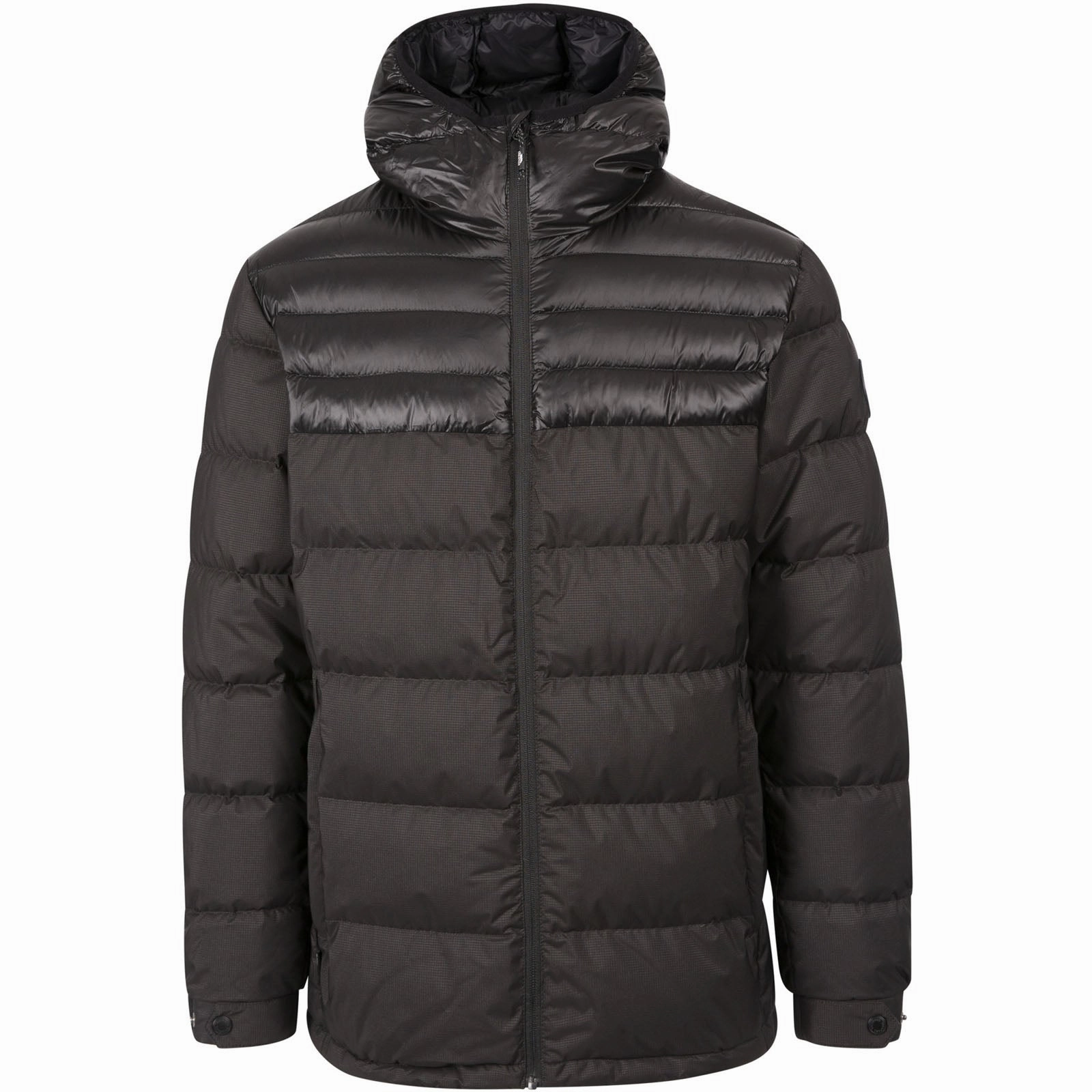 Down Stuffed Trespass Mens Tacker Hooded Padded Down Jacket - Black
