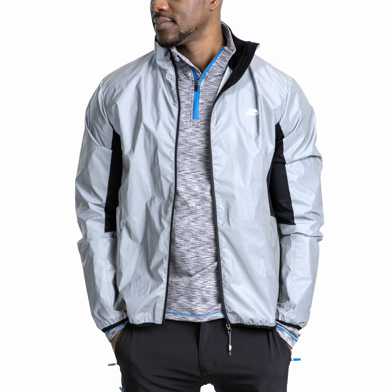 Trespass Mens Zig Reflective Water Resistant Jacket - Silver Stitched Look
