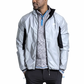 Rubberized Edging Trespass Mens Zig Reflective Water Resistant Jacket - Silver
