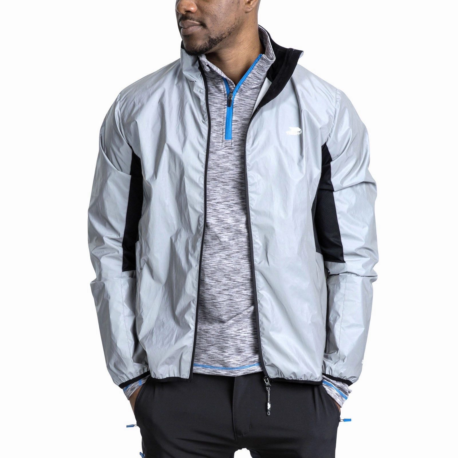 Trespass Mens Zig Reflective Water Resistant Jacket - Silver Rugged Daily Style