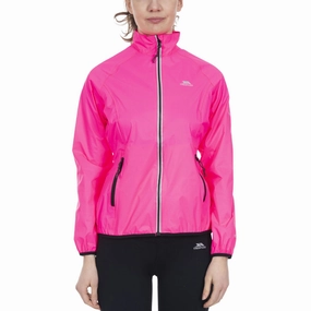 Trespass Womens Beaming Waterproof Packaway Jacket - Hi-Vis Pink Durable Coating