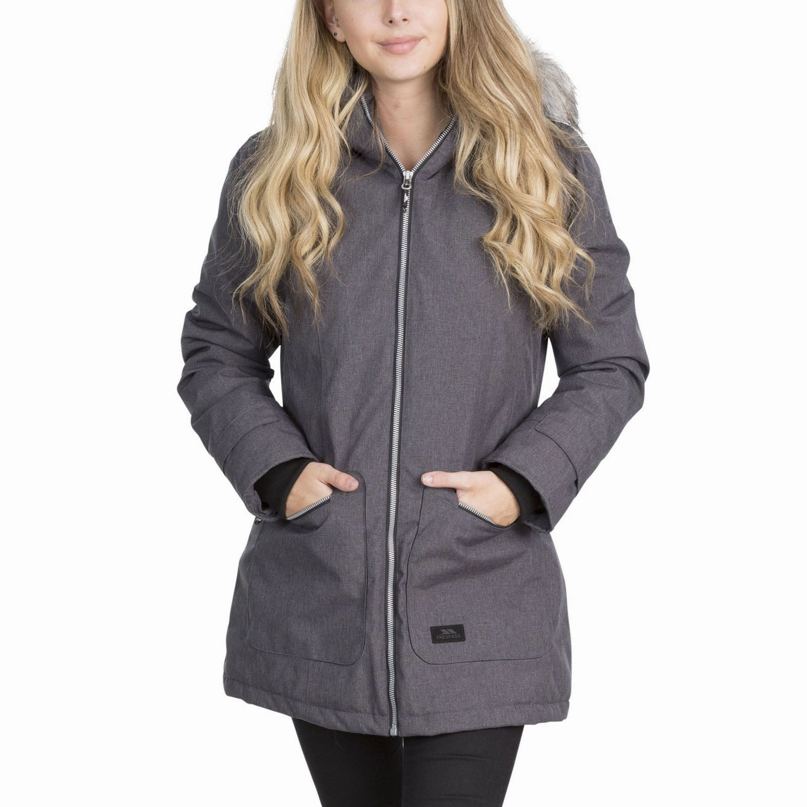 Trespass Womens Day By Day Waterproof Parka Jacket Belted Waist MultiPocket Configuration