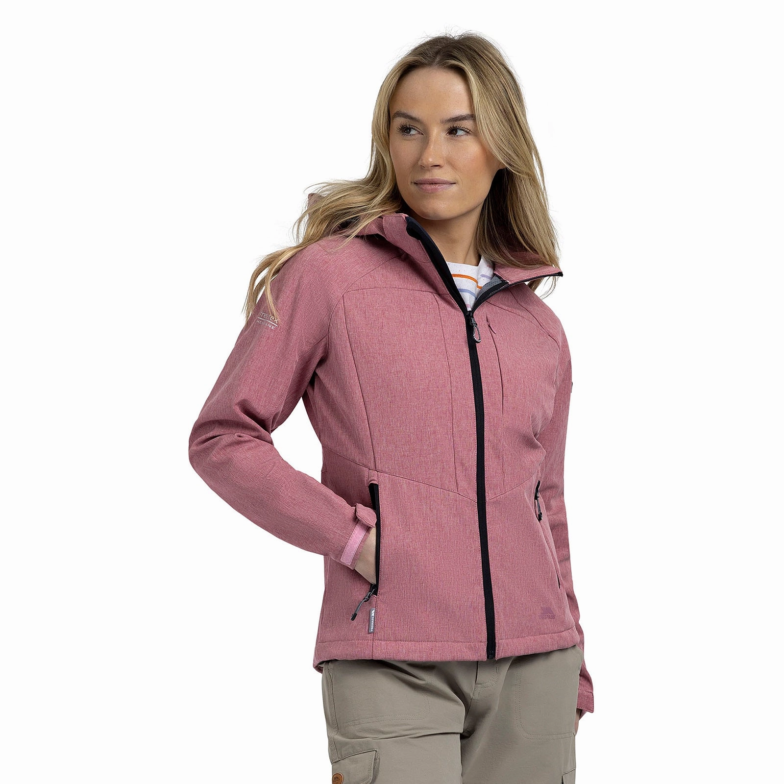 Fleece Lined Odor Resistant Coating Trespass Womens Fryatt Zip off Hood Softshell Jacket