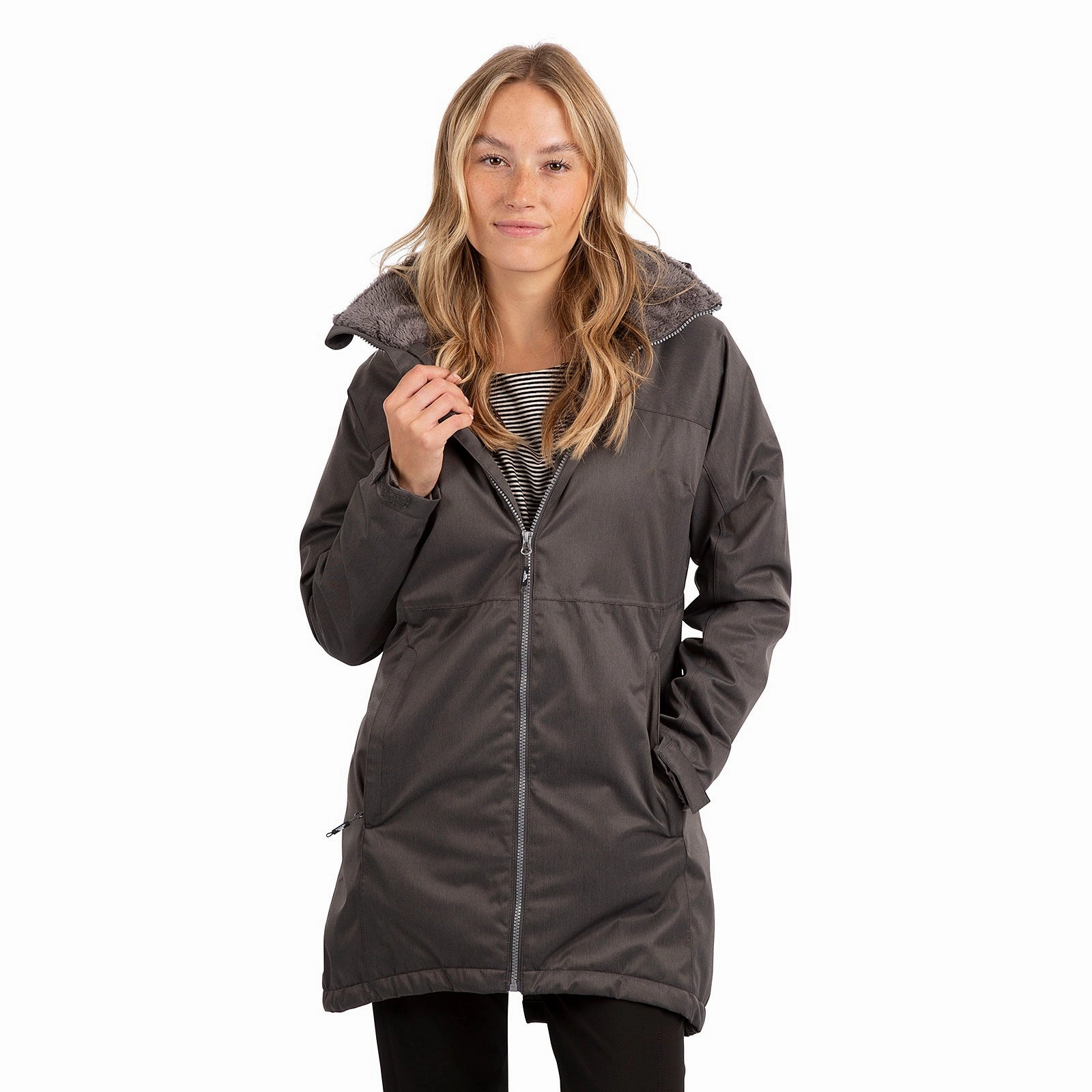 Snag Free Zipper Technology Ergonomic Drape Trespass Womens Wintry Fleece Lined Waterproof Jacket