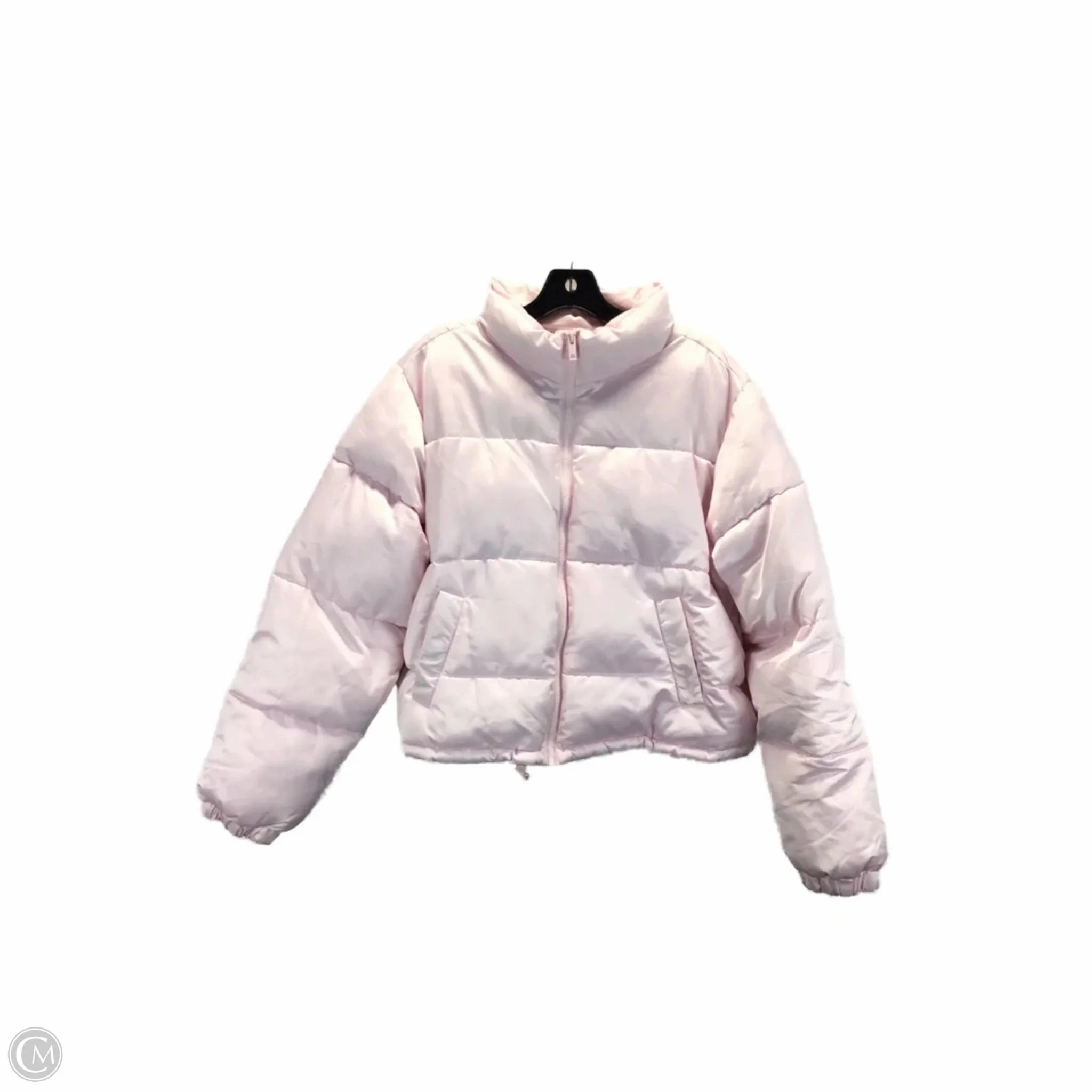 Classic Zip Up Low Profile Logoing Coat Puffer & Quilted By No Boundaries In Pink, Size: Xl