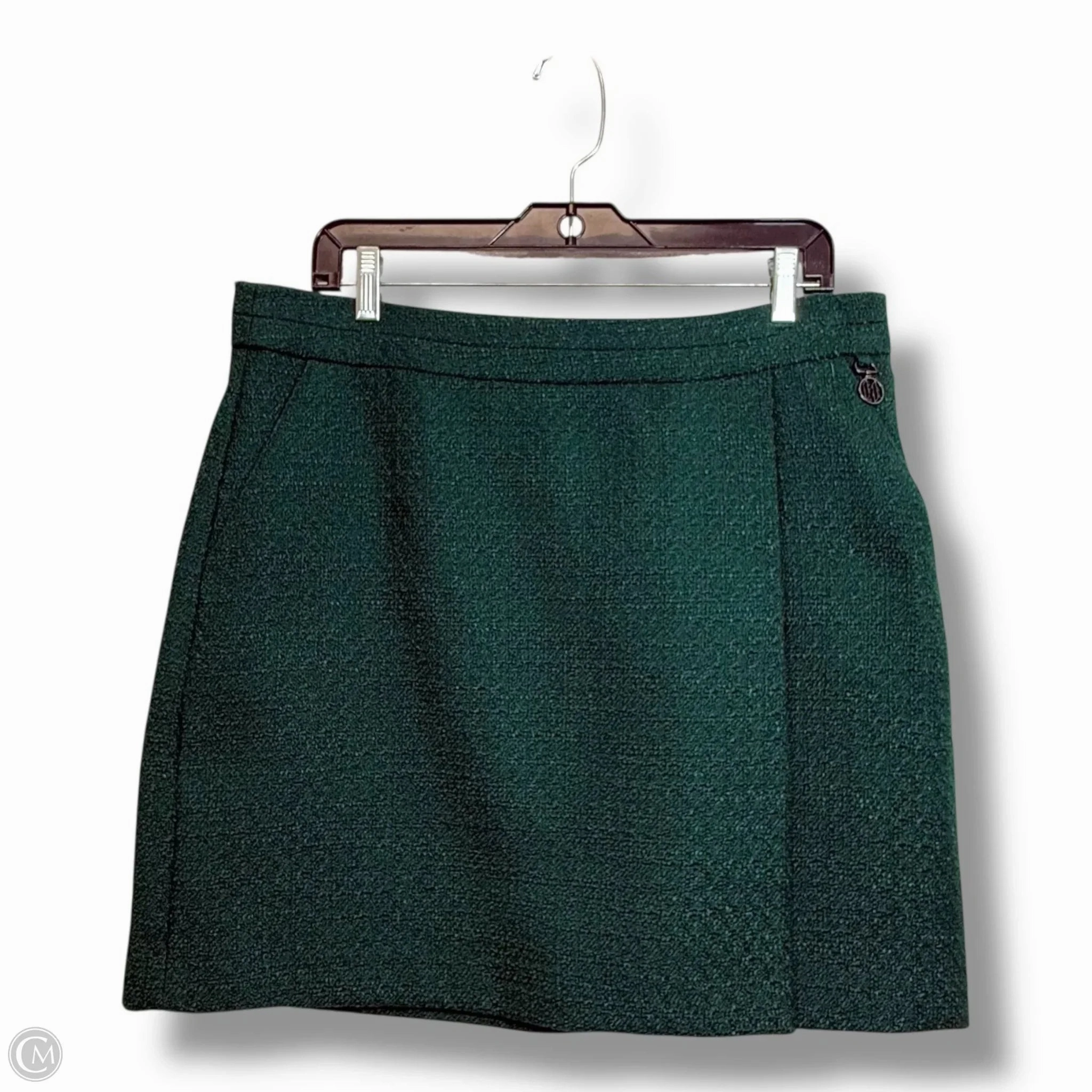 Tweed mini Skirt Designer By Karl Lagerfeld In Green, Size: 12 Durable Hem Anti Pilling Fabric