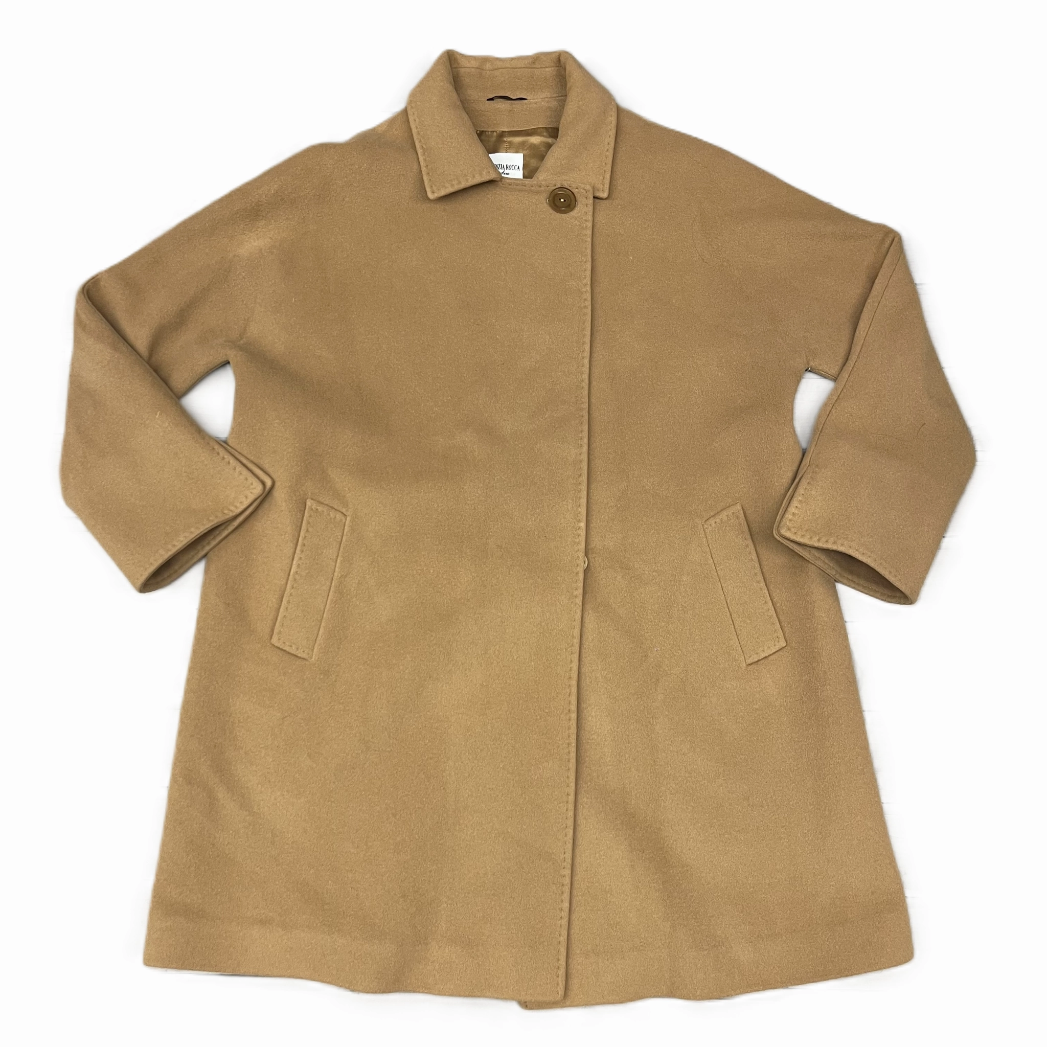 Matte Fabric Coat Wool By Cinzia Rocca In Tan, Size: Xl
