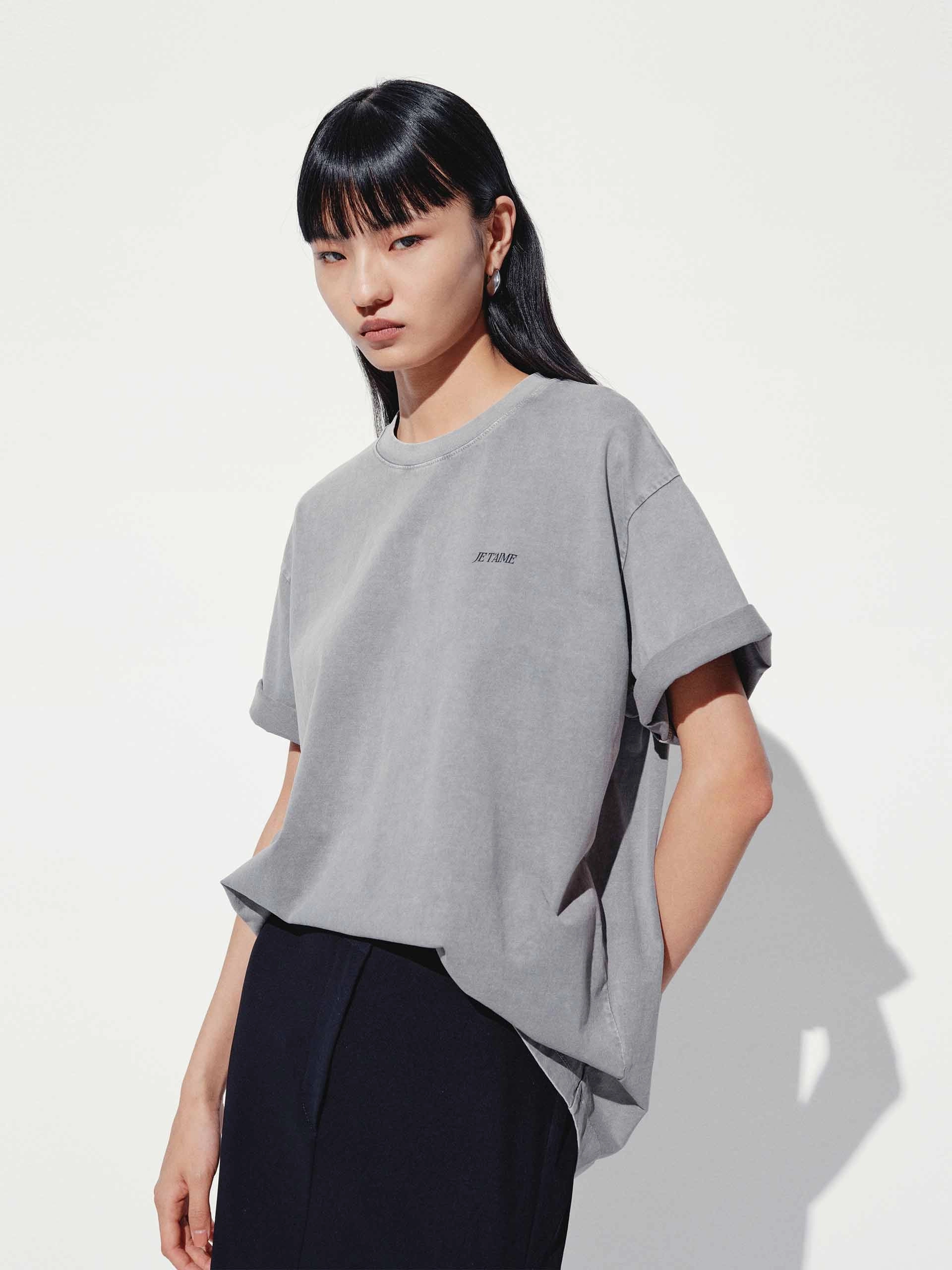 Back Cat Loose T-shirt Minimalist Stitching School Uniform