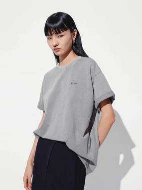 Back Cat Loose T-shirt Minimalist Stitching School Uniform