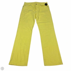 Anytime Look Classic Wear Slim Jeans Designer By 7 For All Mankind In Yellow Denim, Size: 10