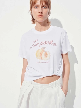 Trendy Tops Cozy Vibe Fruit Pattern Cotton T-shirt