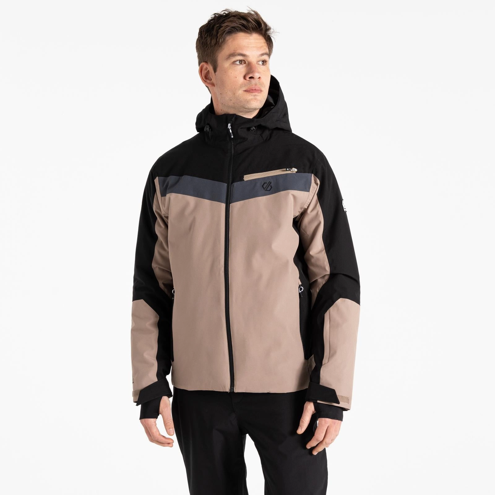 Dare 2b Mens Eagle II Hooded Waterproof Ski Jacket Roll Up Storage Design Pocket Placement
