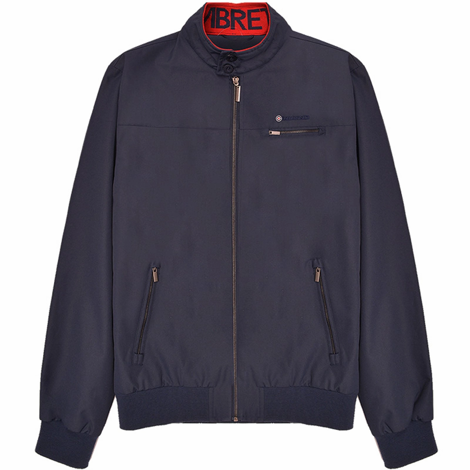 Convertible Style Lambretta Mens Jacquard Retro Mod Harrington Jacket - Navy