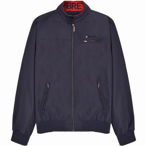 MultiAngleVentilation Work Tough Lambretta Mens Jacquard Retro Mod Harrington Jacket - Navy