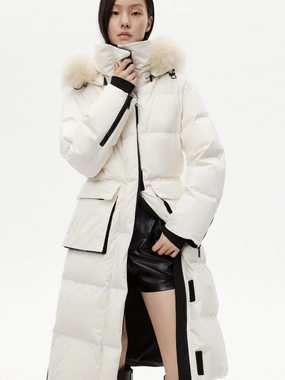 Velcro Detail Down Puffer Coat Flexible Elasticity