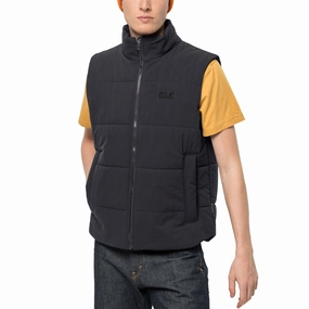 MultiPocket Configuration Jack Wolfskin Mens White Frost Windproof Water Repellent Gilet - Black