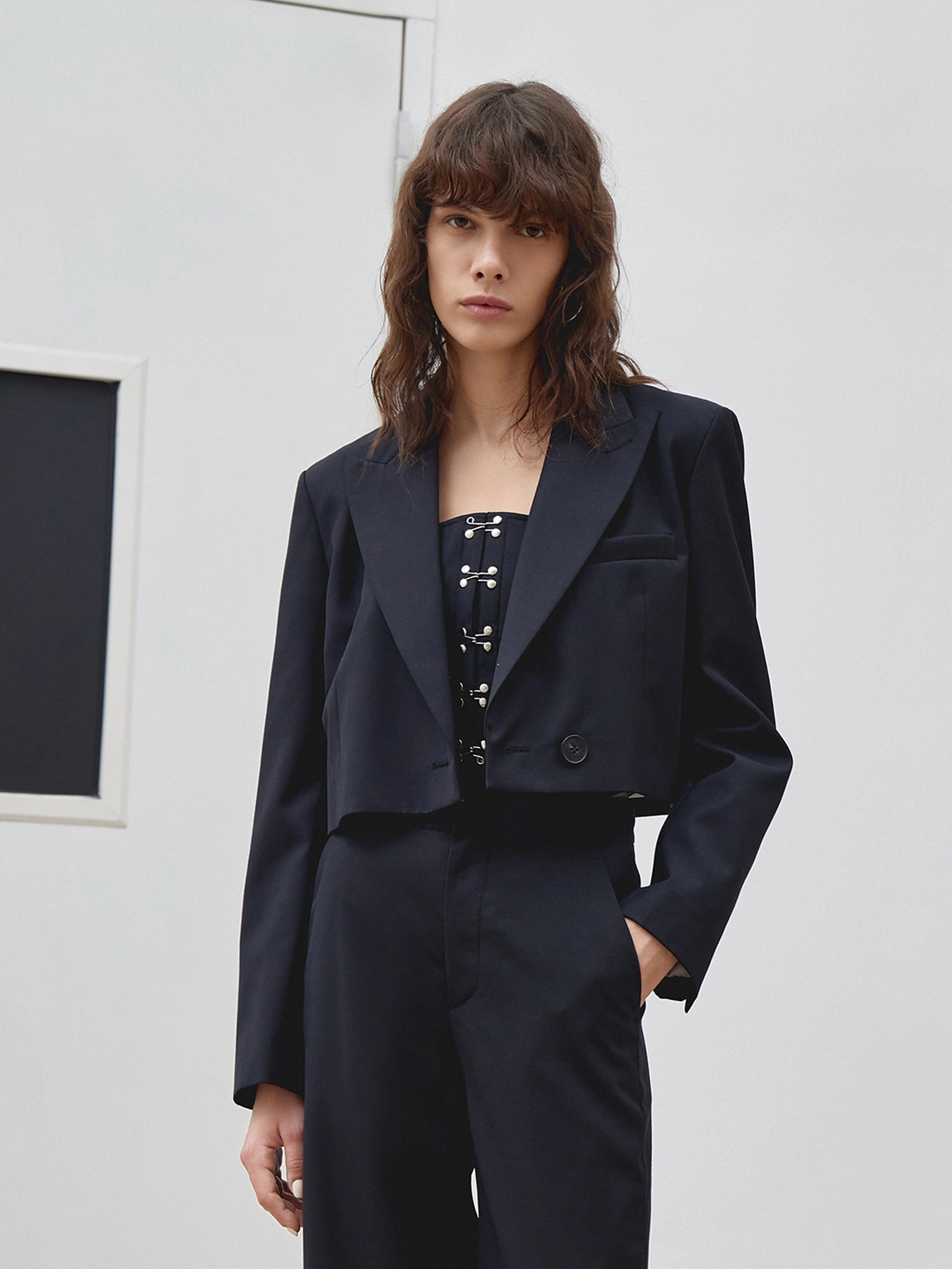 Two Piece Cropped Blazer Universal Fit Framework Cool Climate