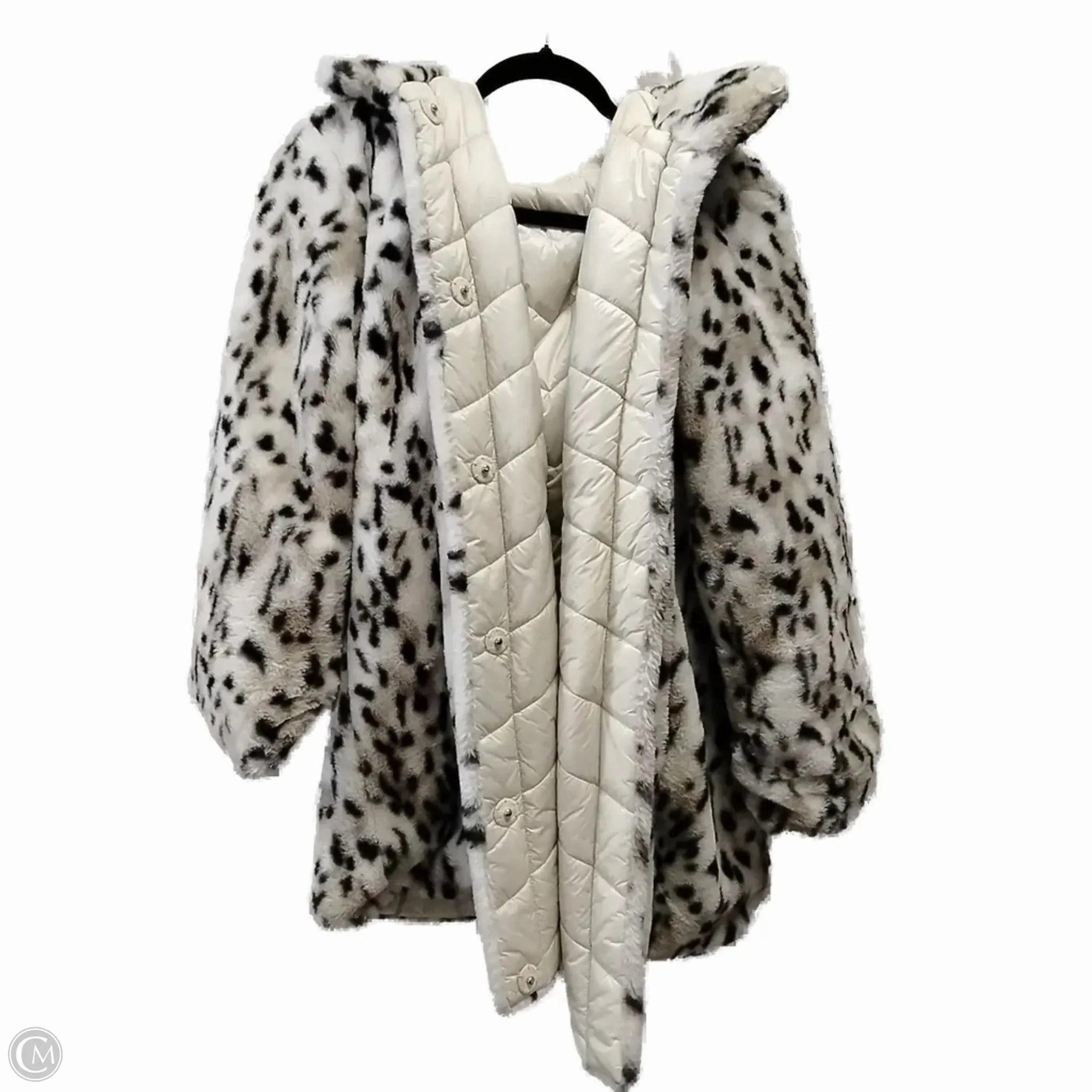 Coat Faux Fur & Sherpa By Dennis Basso Qvc In Leopard Print, Size: M Friction Reducing Lining