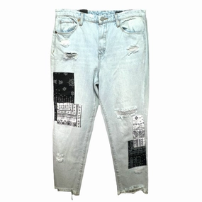 Breathable Work Meeting Relaxed Style The Madison High Rise Crop Patchwork Jeans Designer By Blanknyc In Late Night Out, Size: 8