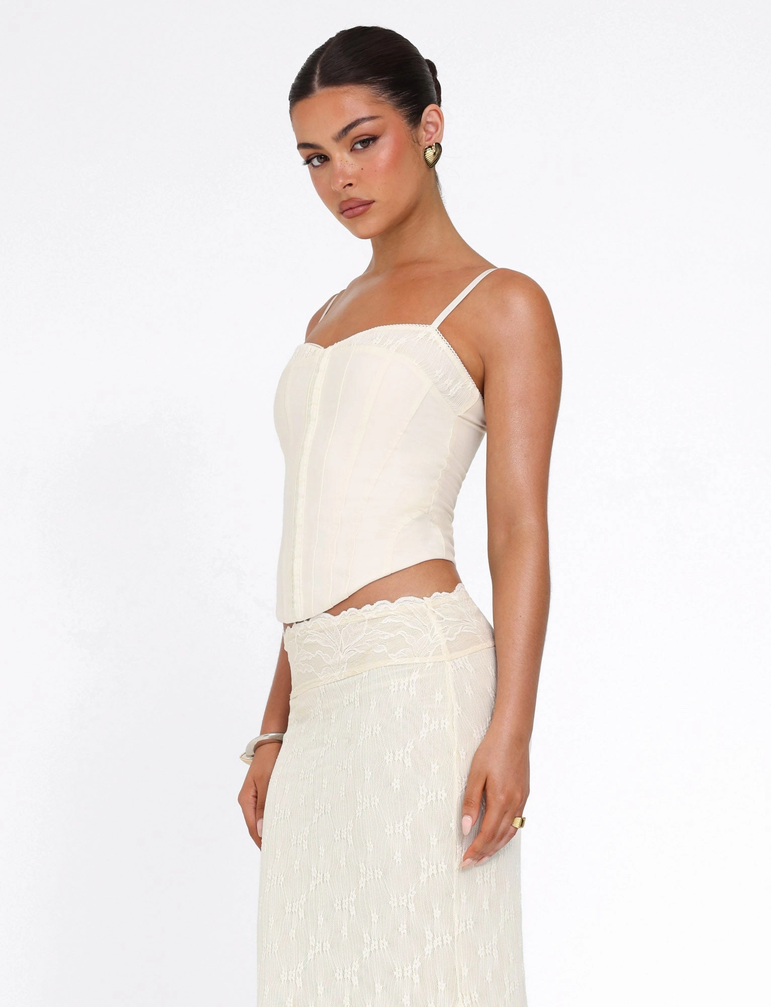 Fashion Mix Calm Texture ANTONELLA TOP - WHITE : BONE : CREAM