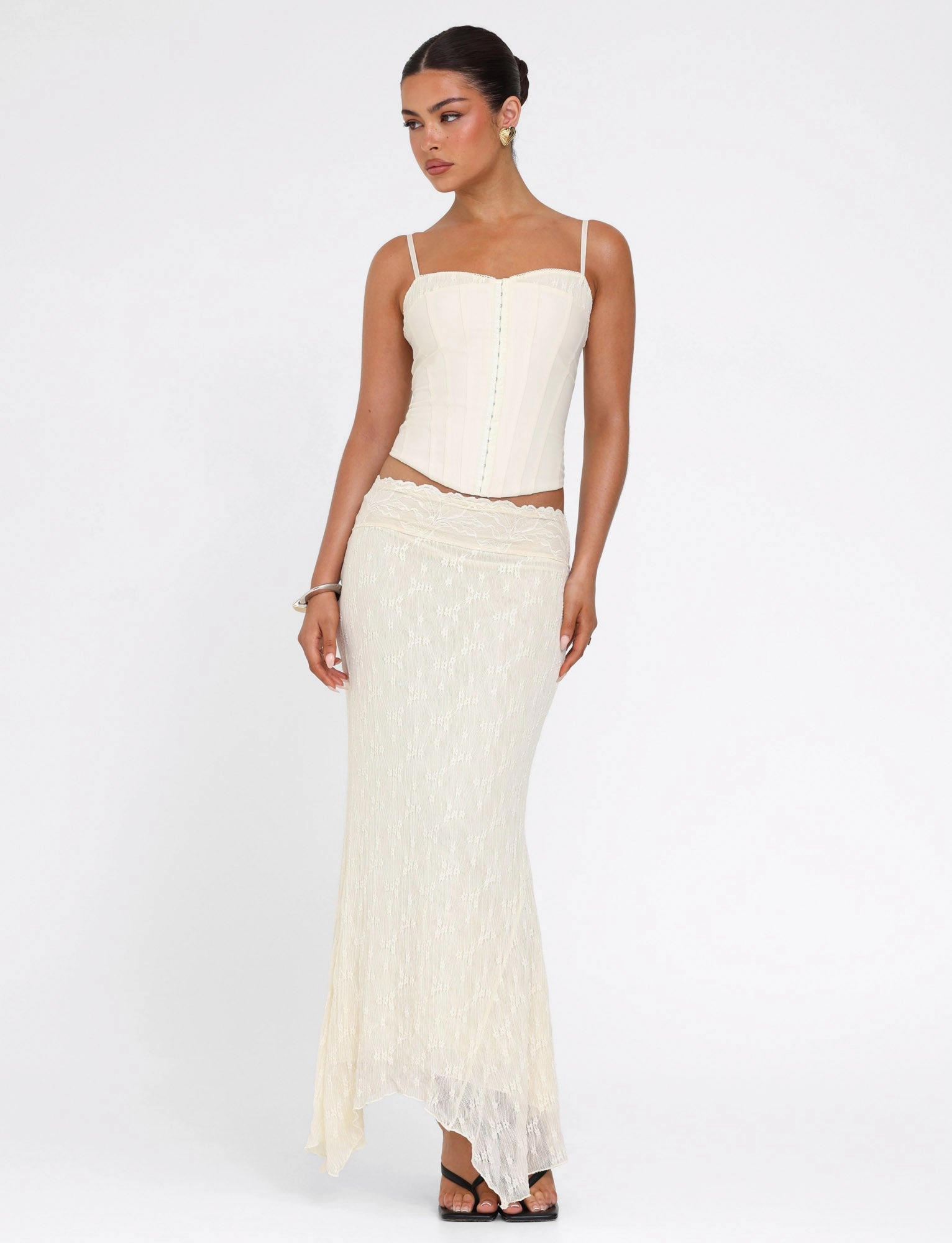 ANTONELLA TOP - WHITE : BONE : CREAM Snag-Resistant Neutral Tones