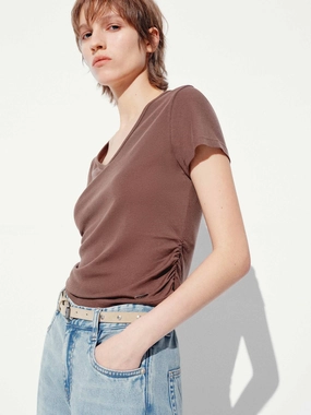 Waisted Pleated T-shirt Weekend Wardrobe Chill Comfort Look