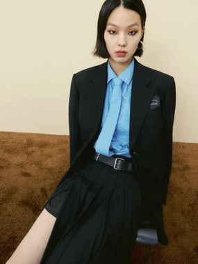 Include Belt Tailored Blazer Moisture Wicking Finish