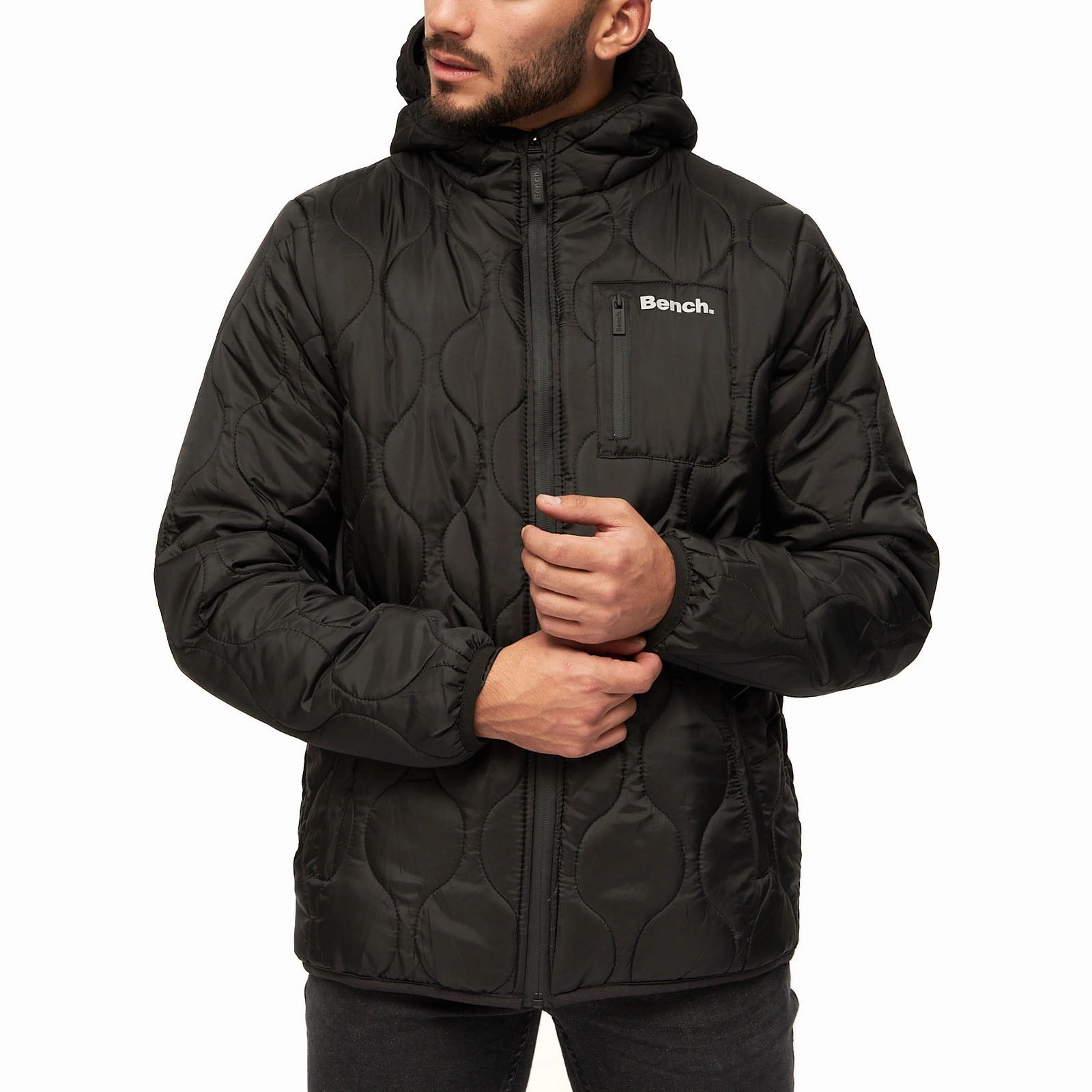 Bench Mens Scall Zip Through Hooded Jacket Lightweight Feel