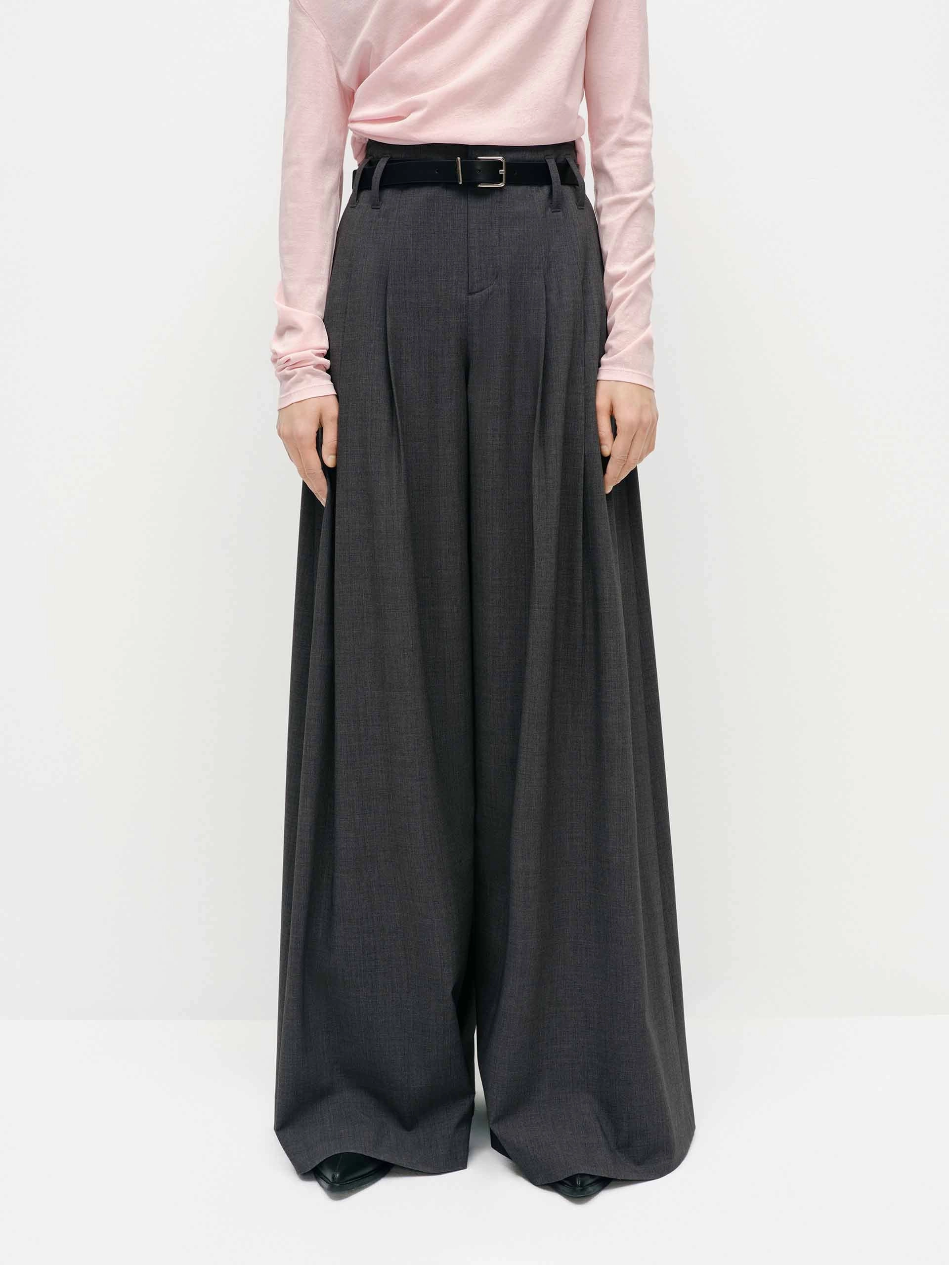Trendy Look Chilly Weather Wear Wide Leg Belted Pants
