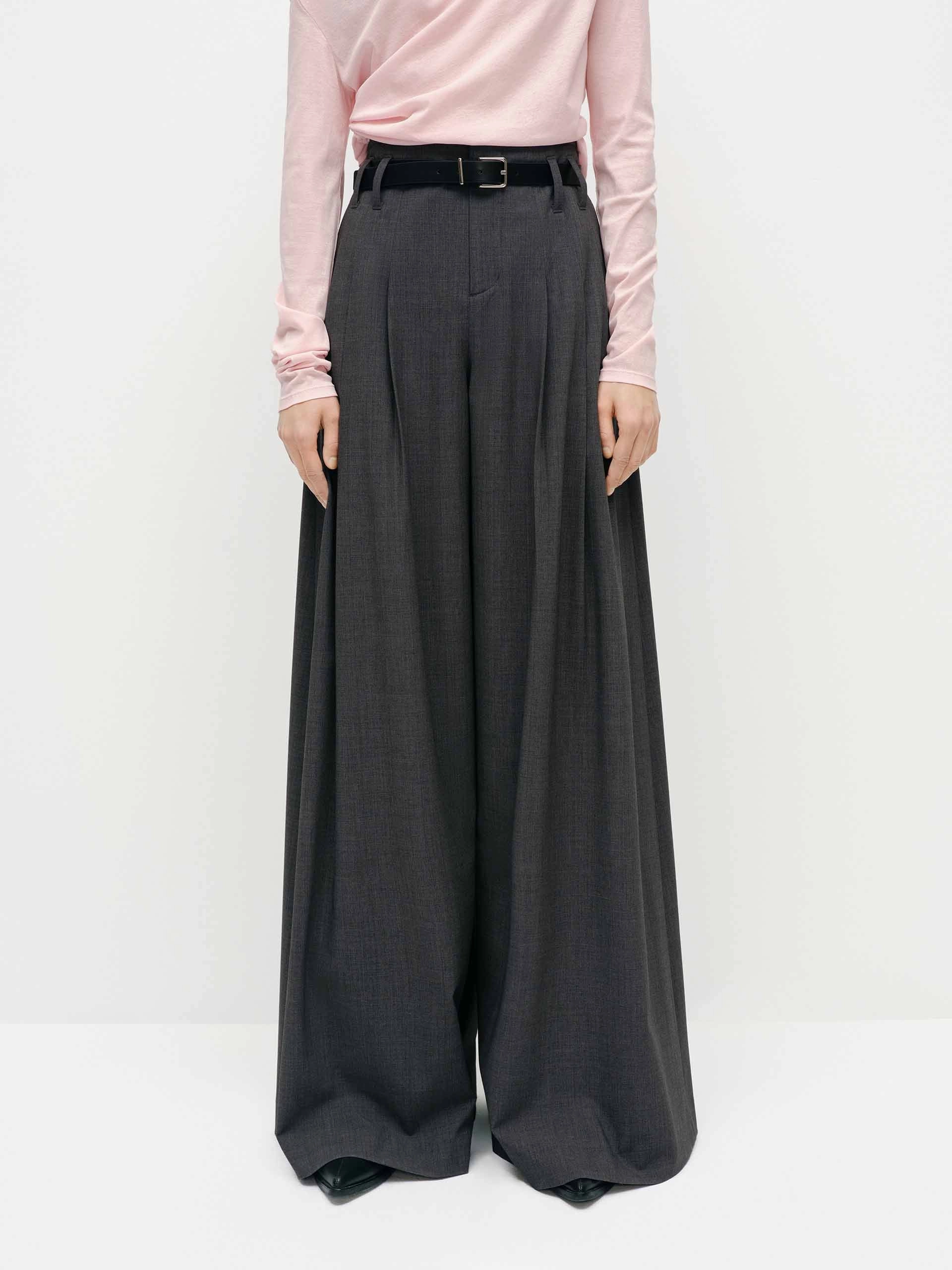 Fashion Fit Wide Leg Belted Pants