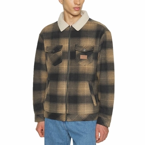 Calm Day Fit Quiksilver Mens Tolala Oversized Sherpa Plaid Shaket - Tannin Deck