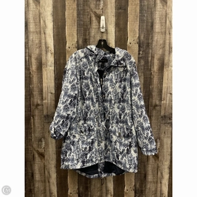 Functional Zip Detail Coat Raincoat By Style And Company In Blue & White, Size: L