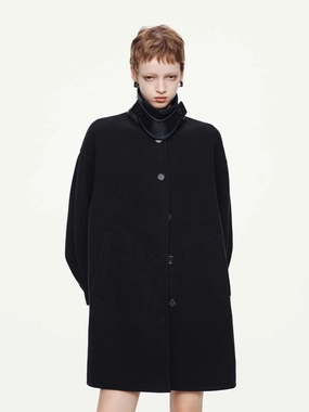 Four Way Stretch Material Removable Collar Wool Coat