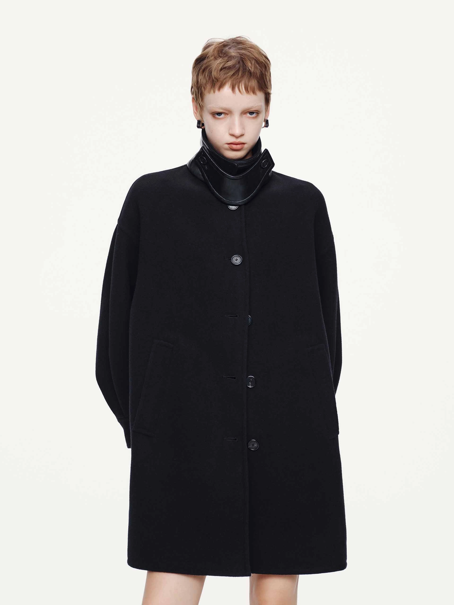 Easy Care Finish Water Resistant Shell Removable Collar Wool Coat