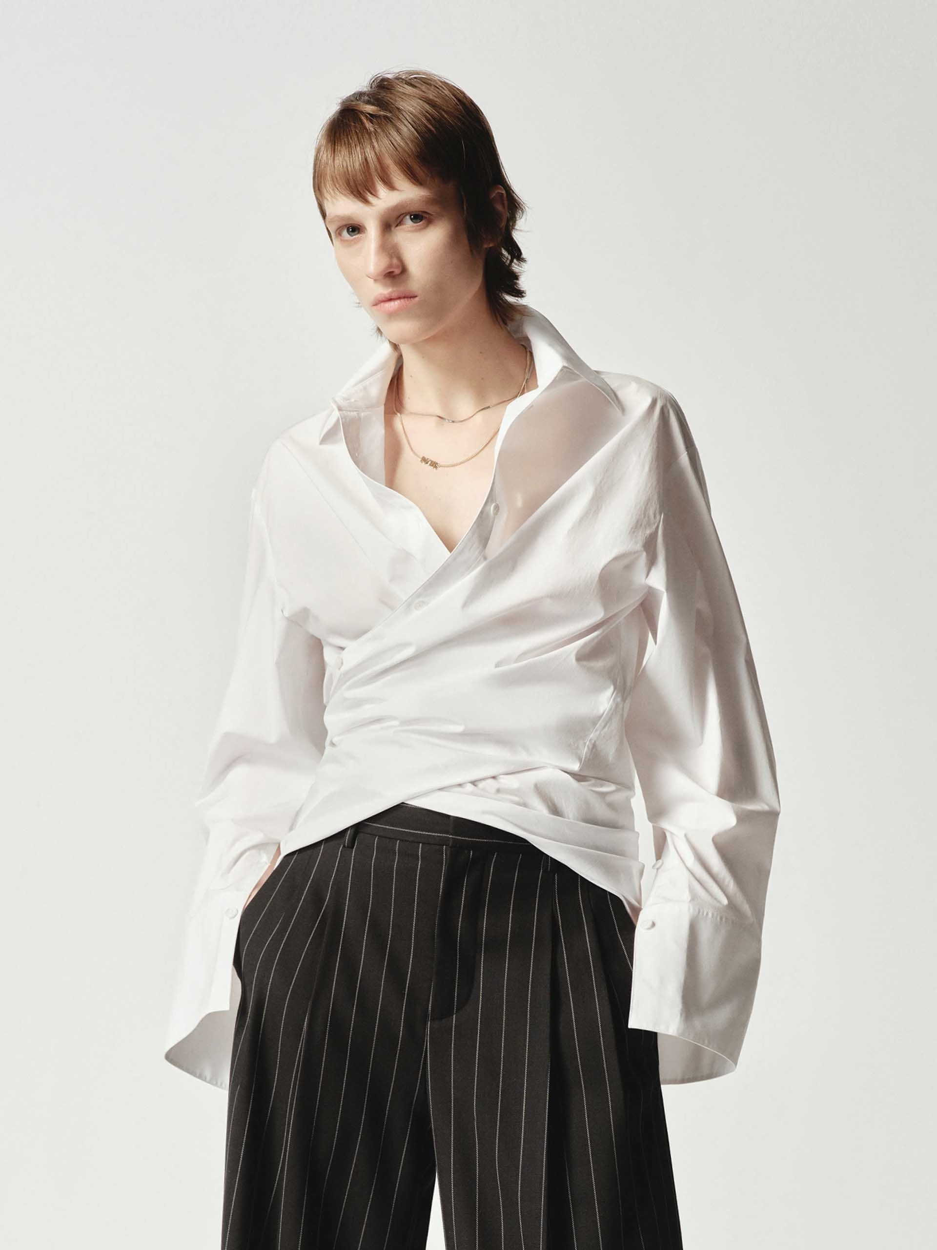 V-neck Cross Front Shirt Tailored Fit