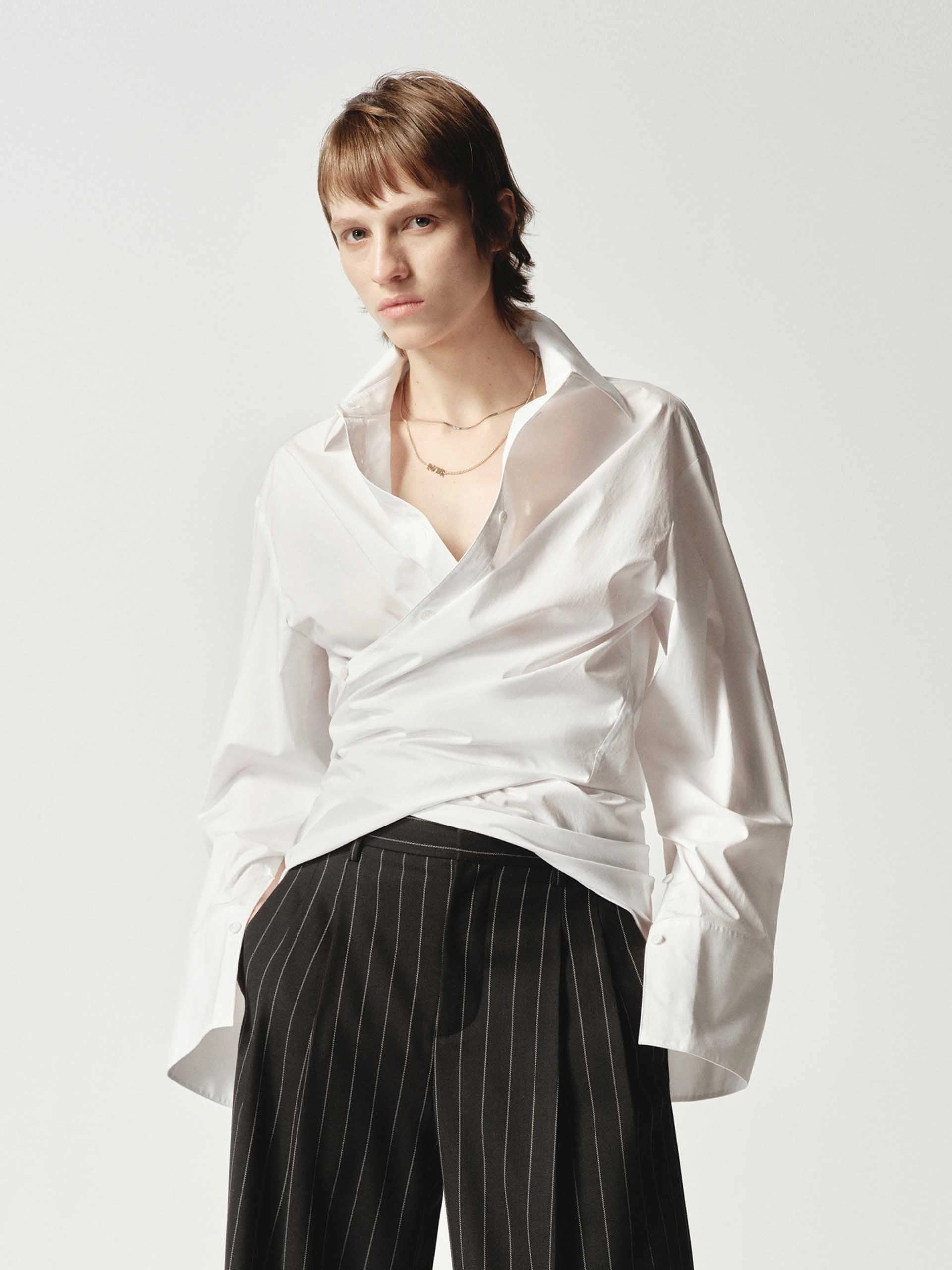 Cozy Feel V-neck Cross Front Shirt