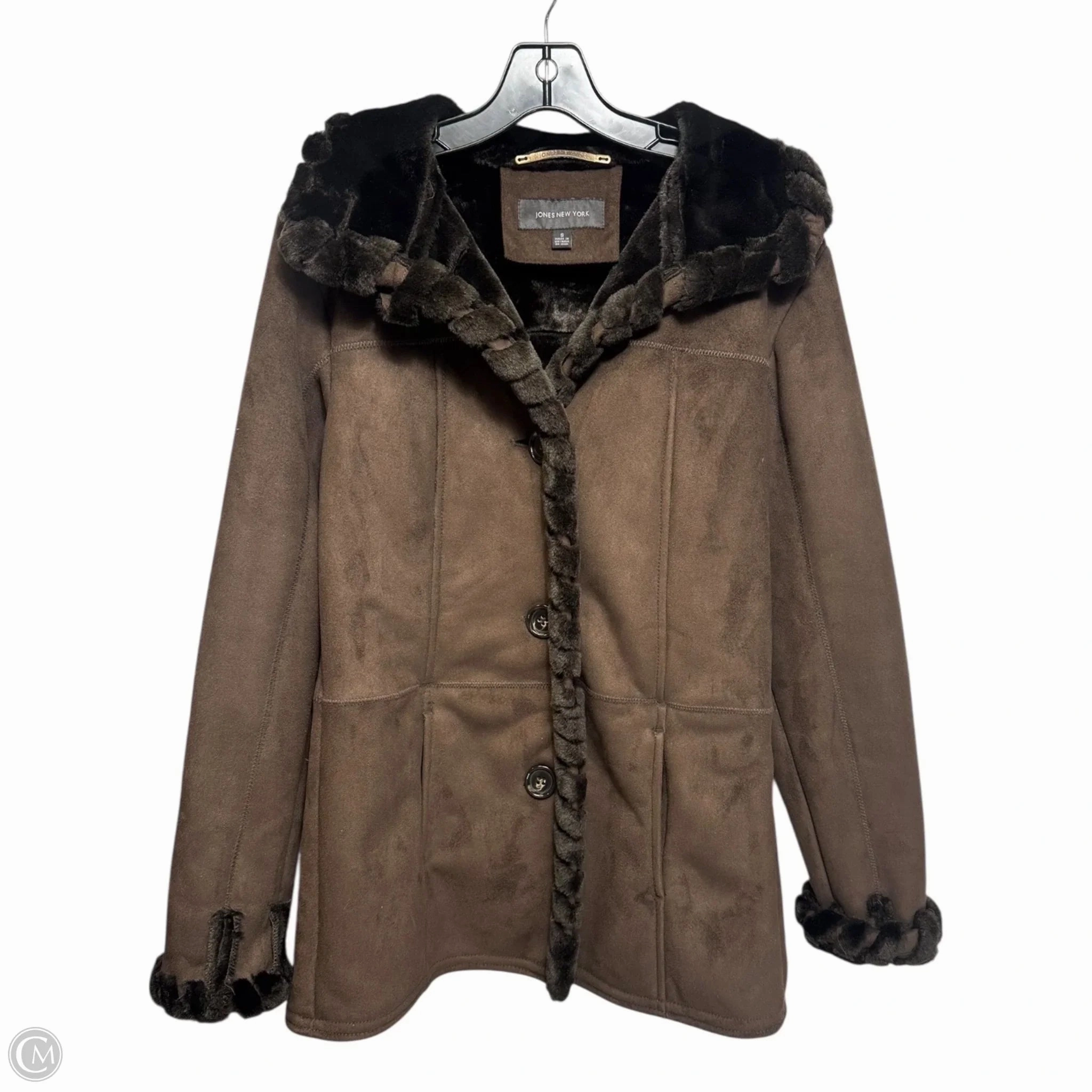 Faux Suede & Fur Coat By Jones New York In Brown, Size: S Eco Friendly Construction
