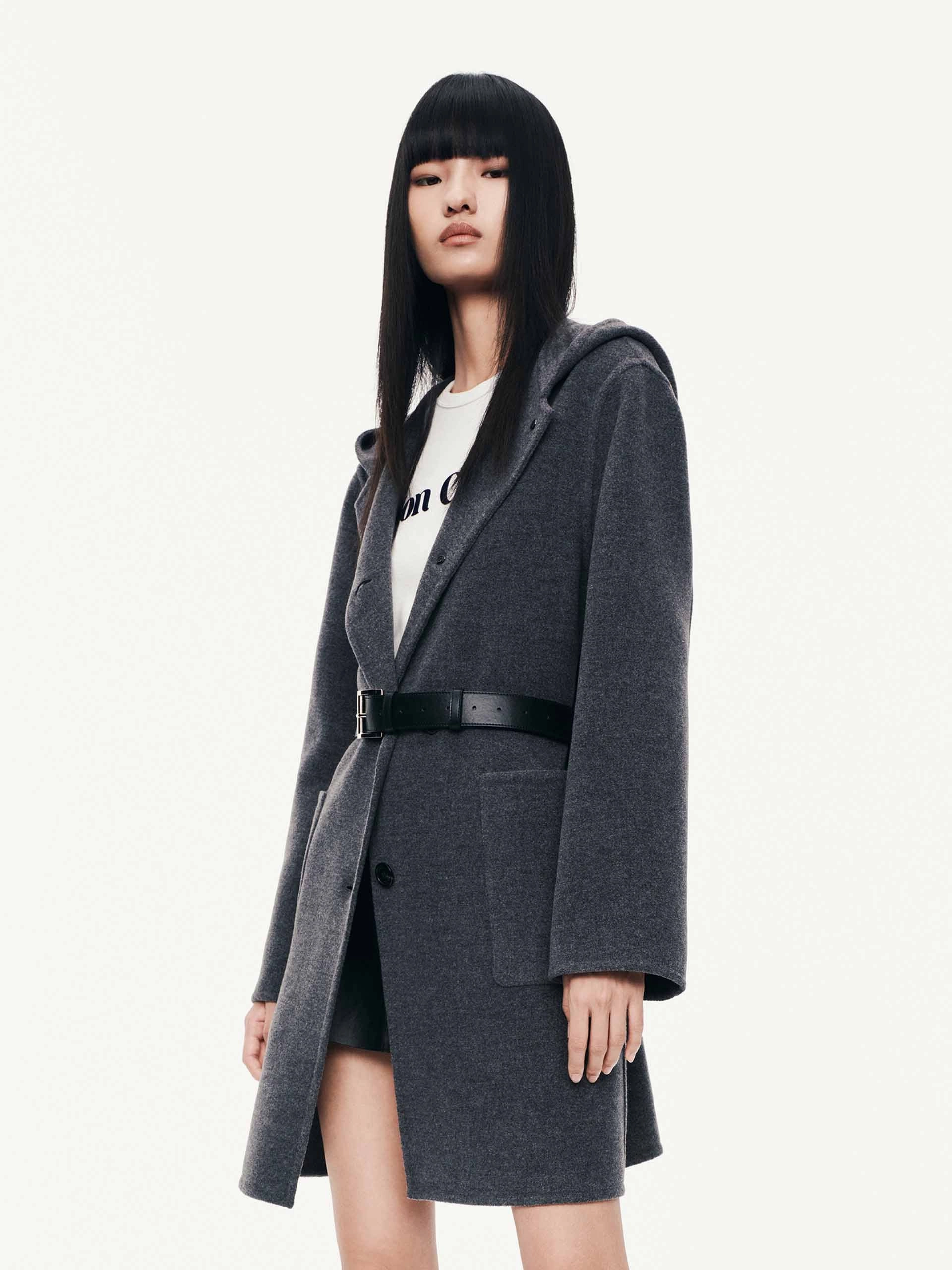With Belt Hooded Coat Daily Wear Stylish Comfort