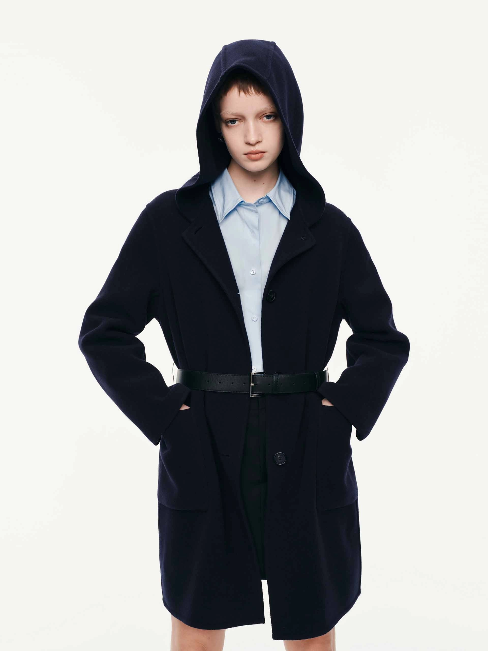 Comfy Layers With Belt Hooded Coat