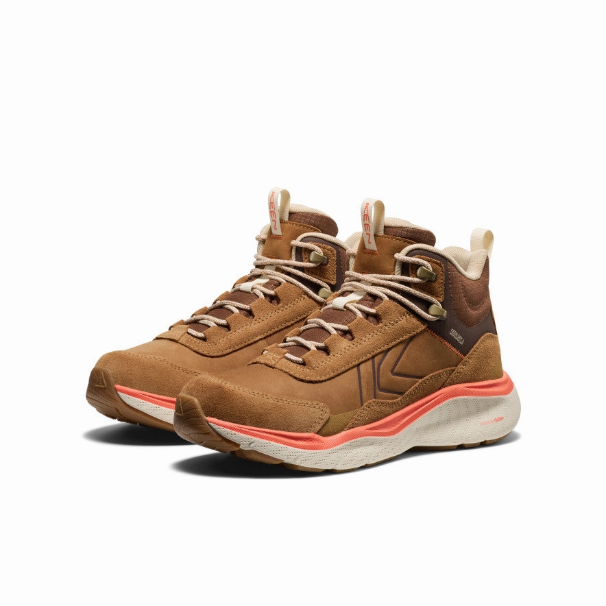 Durable Tread Pattern Non Compression Fit Women's Leiki Waterproof Leather Hiking Boot  |  Chipmunk/Birch