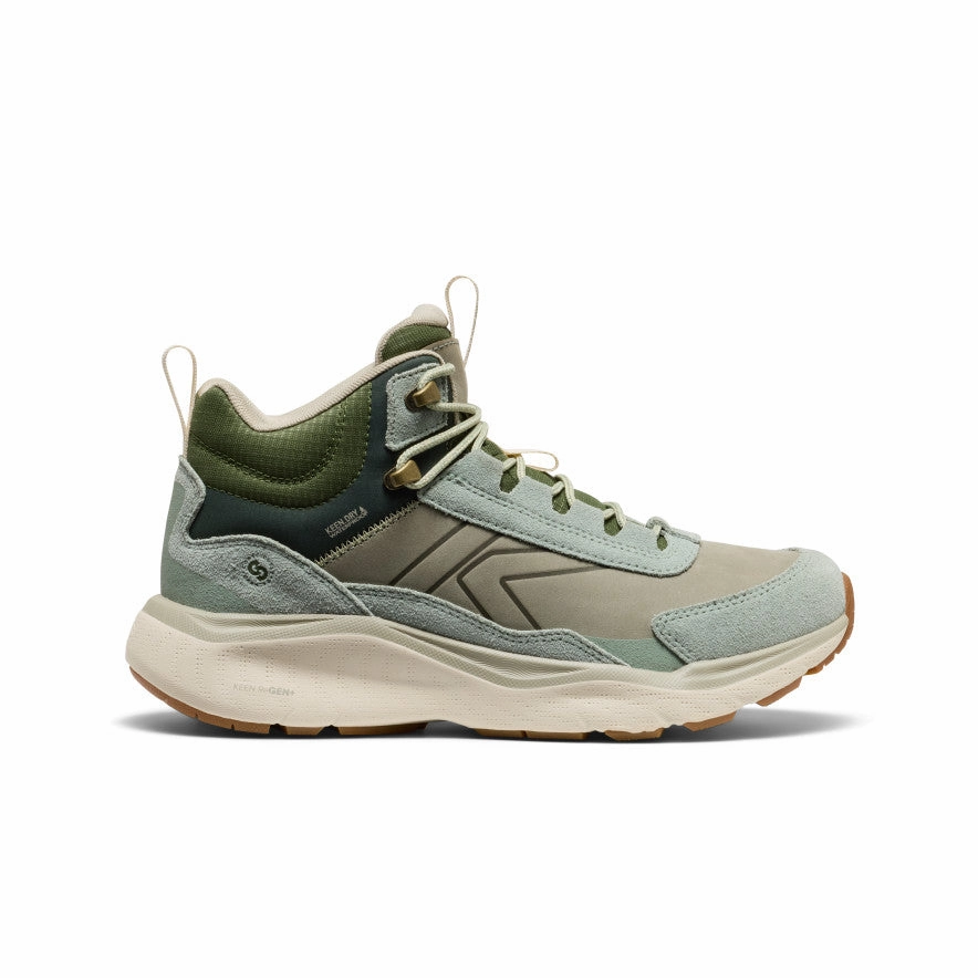 Women's Leiki Waterproof Leather Hiking Boot  |  Iceberg Green/Bronze Green Block Heel